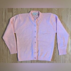 Vintage Fully Fashioned Women’s Pink Button Front Cardigan Sweater, Size Medium